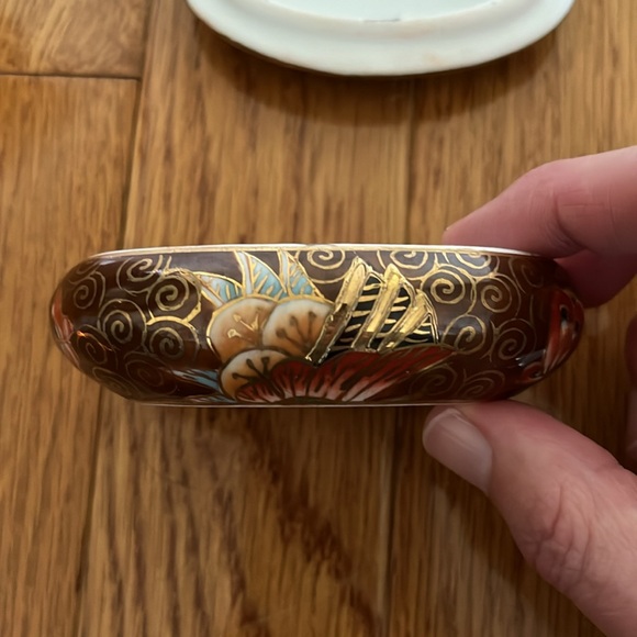 Vintage Ceramic Gold Trim Cloisonné Oblong Egg Jewellery Trinkets Keepsake Box - Picture 8 of 10